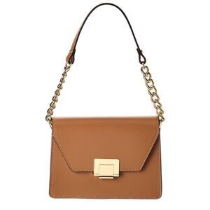 Italian Leather Chain Crossbody, Gold